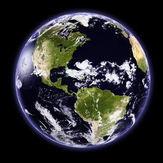 Este globo del hemisferio occidental del planeta Tierra ilustra el examen para las Trompetas 1, 2, 3 y 4 de Apocalipsis.