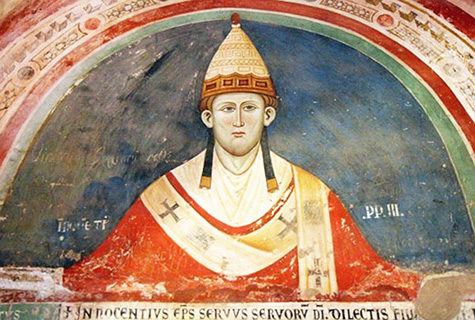 Esta pintura del Papa Inocente III ilustra el tema Contribución papal sobre ingresos.