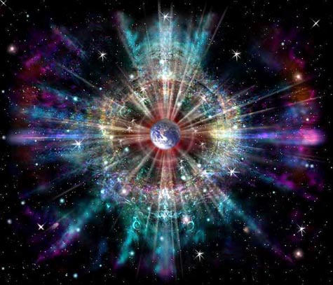 Esta gráfica ilustra la explosión y destrucción final del universo material, ilustración para el estudio sobre Eventos que acaecen en el Día del Señor, en editoriallapaz.org.