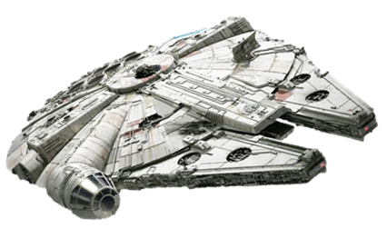 Imagen de la nave estelar Millennium Falcon, capitaneada por Han Solo en la serie de largometraje Guerras de las Galaxias, ilustración para el uso de términos del libro de Apocalipsis en medios de entretenimiento modernos.