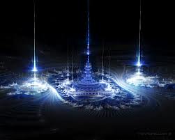 Esta imagen de tres torres de luz en la oscuridad identifica el Examen para el tema Autoridad sobre las naciones, tema del Capítulo Once del comentario Apocalipsis: análisis de las profecías y visiones.