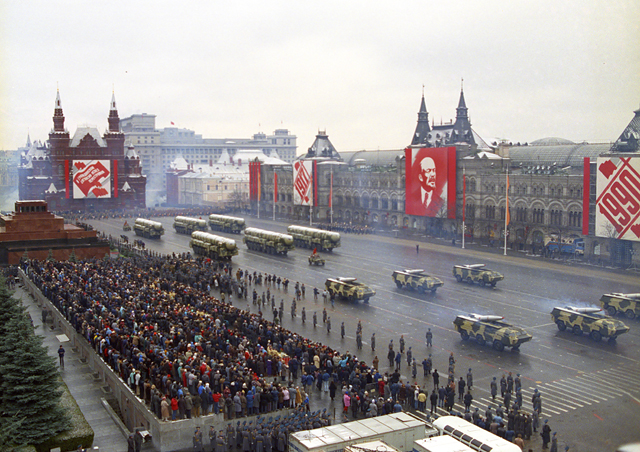 The military might of the USSR on display during an annual parade.